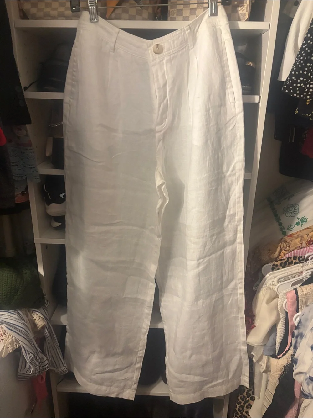 MING White Wide-Leg Linen Chinos